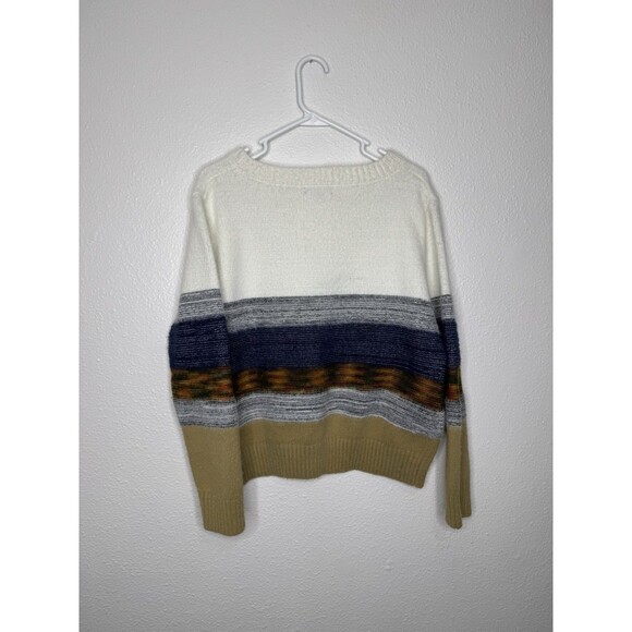 Fate Anthropologie Sweater XL Womens Fuzzy Colorblock Striped Trendy Crew Soft - Picture 2 of 14